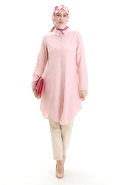 sefamerve Buttoned Viscose Tunic 6116-01 Powder