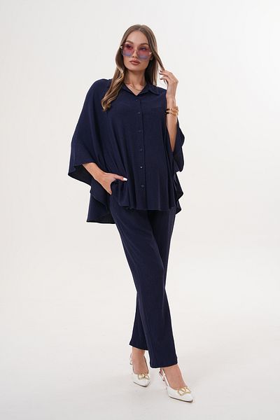 Miss Dünya Lissa Front Button Shirt Collar Bat Sleeve Maternity and Maternity Bottom-Top Set