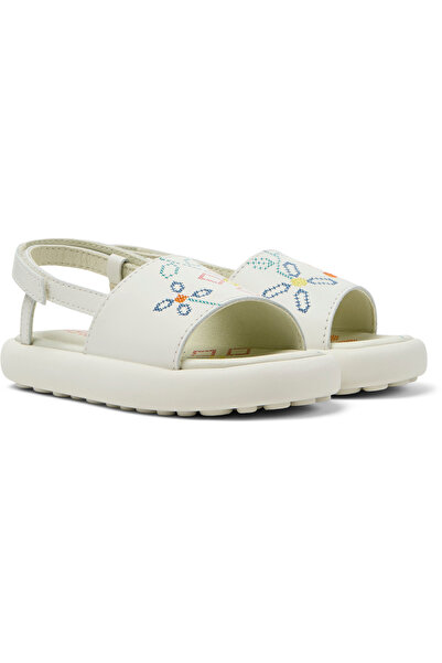 CAMPER Girls’ White Summer Sandals with Floral Print & Hook and Loop - Soft E...