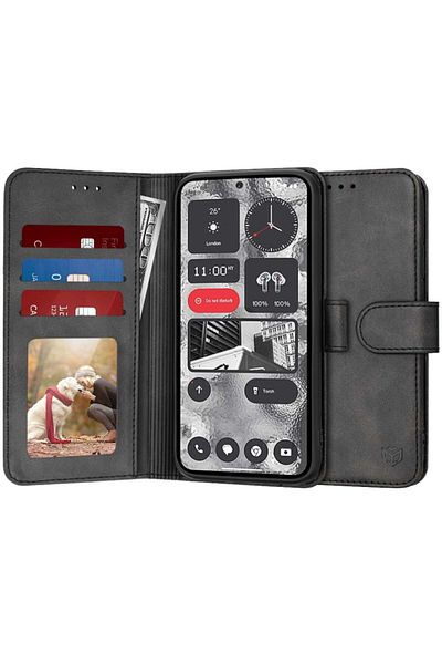 SKYDDAR INNOVATION Case for Nothing Phone (2), Diary Book, book type, with Inner Wallet, Black, sticker set