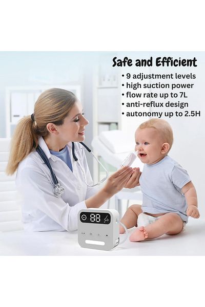 LUVLU Nasal Aspirator for Babies and Children, 9 suction levels, 65 kPa power, silent, night light