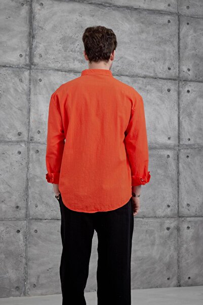 NOMARC Red Gst Linen Oversize Shirt