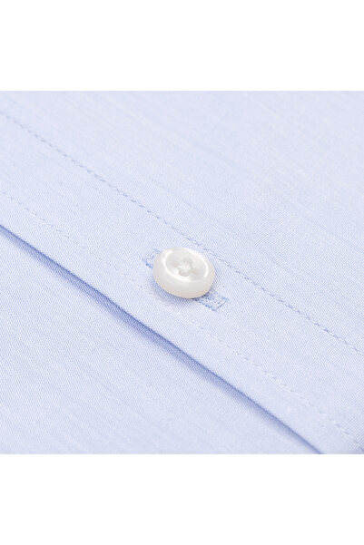 Germirli Blue Exclusive Panama Texture Button Collar Tailor Fit Cotton Shirt