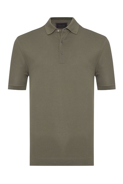Gallus Olive Green Polo Neck Pique Cotton Regular Fit T-Shirt