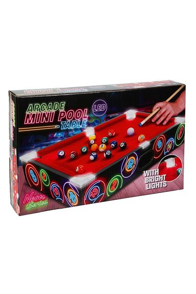 Gift Design Mini Pool Table, portable, with LED accessories, 48.5x30 cm