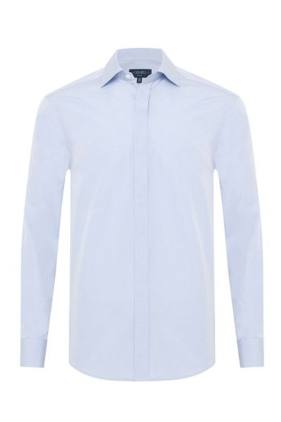 Germirli Light Blue Hidden Placket Classic Collar Tailor Fit Cotton Shirt