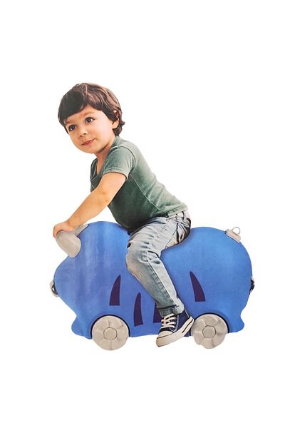 Gift Design Cărucior pentru copii Elephant Blue – Valiză de călătorie, omologată pentru cabină, 52x21x32 cm