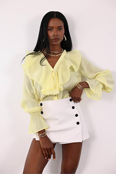 My Blog Διαφανές πουκάμισο με κίτρινο βολάν - 70210