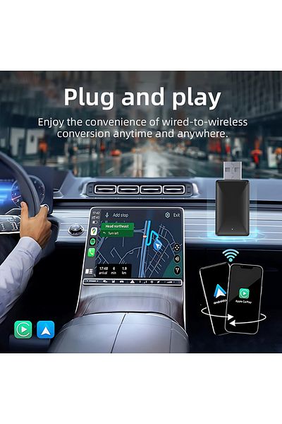 LUVLU Carplay wireless adapter compatible with Iphone IOS 10+ and Android 11+, Wifi 6, BT 5.4, Plug&Play