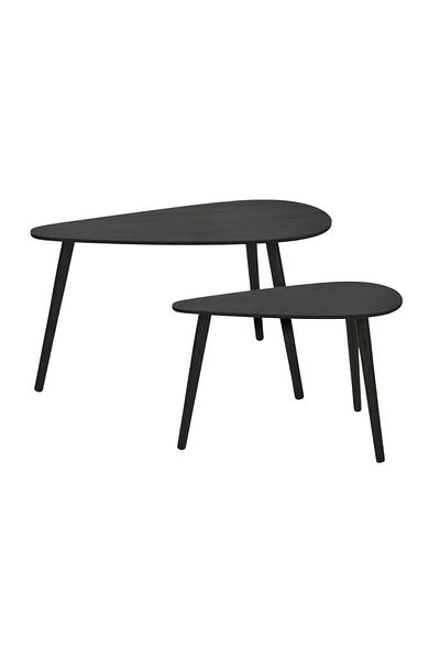 Gift Design Set of 2 Coffee Tables – Modern Black Design – 80x40xH40 cm and 60x30xH35 cm