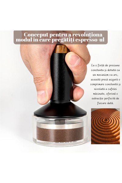 LEBLOU Tamper Espresso 2 In 1, Cu Mecanism De Presare Cu Arc Si Distributor Integrat, 53 Mm