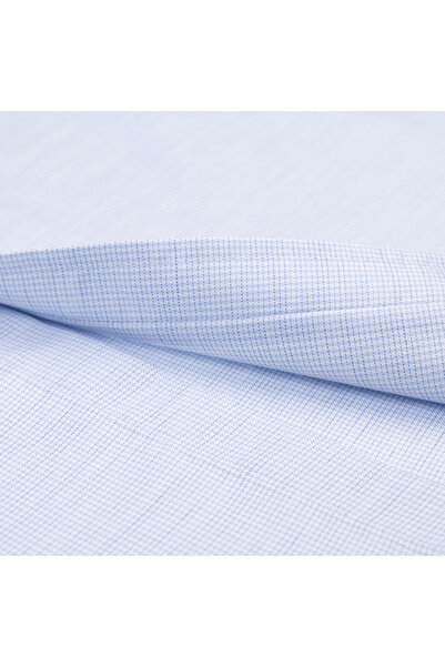 Germirli Mavi Beyaz Mikro Desenli Exclusive Düğmeli Yaka Tailor Fit Pamuk Gömlek