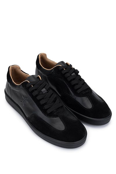 Tamer Tanca Men's Genuine Leather Black Sneakers & Sports Shoes