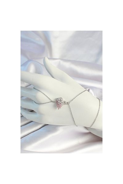 Findit Silver Zircon Stone Swan with 316L Steel Chain Kuğu Şahmeran