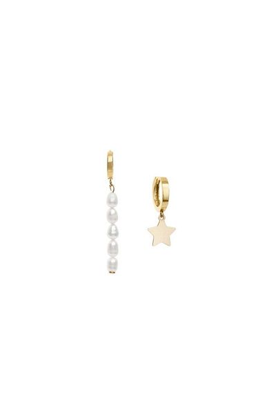 ohmygod jewelry Silver Earrings with Cultured Pearls, Gold Plated – Santorini