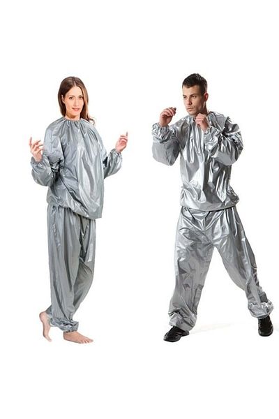 FOXMAG24 Costum de slăbire din 2 piese SAUNA SUIT, culoare argintie, mărimea L