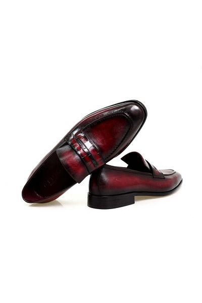 Butik Bordo Color Laceless Genuine Leather Men's Shoes