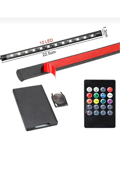MEGAHAWK Araç İçi Kumandalı Ayak Altı Rgb Led Ambiyans Işığı 12 Led Uzun Arac...