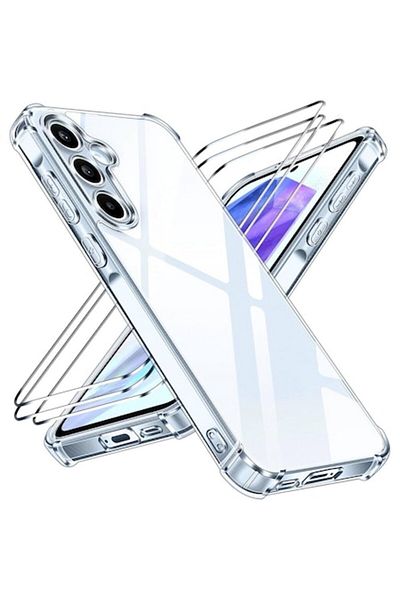 OEM Set Husa Pentru Samsung Galaxy A56 5g Si Folie Ecran, Silicon Antishock, Transparent, Bzstore