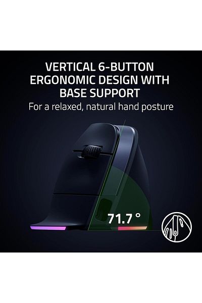 RAZER Pro Click V2 Vertical Right-handed Vertical Ergonomic Wireless Mouse - Black