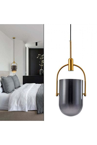 Ucandle Single pendant chandelier with clear gray glass