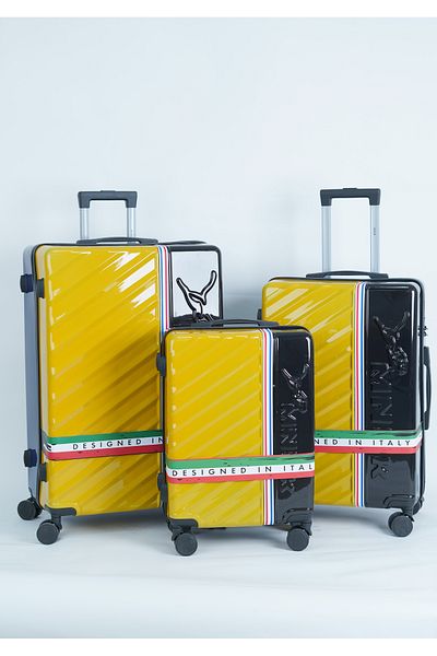 Mnuk Swagger Set Of 3 Luggage| Polycarbonate And Abs Hardside Trolley| 20/24/28 -yellow Black