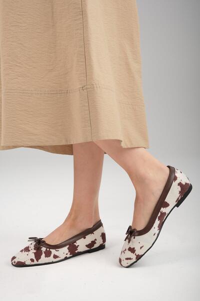 Mio Gusto Garcia Animal Patterned Brown Women's Ballerinas