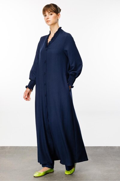 Micca Matmazel İpekçe Dokuma Yaka Manşet Detaylı Kap Ferace-Laci