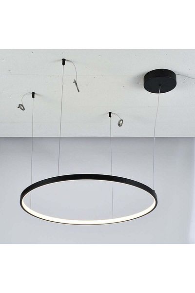 Ucandle Round LED Pendant Chandelier - Black, Diameter 80