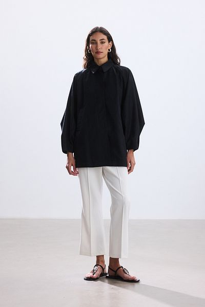 BE BLUE Black Cape Trench Coat