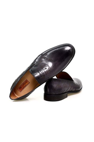 Butik Gray Color Laceless Genuine Leather Men's Shoes