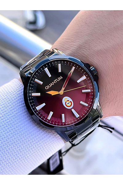 Quantum Galatasaray Licensed Case and Steel Cord Fan Wrist Watch Gs.1905.680 with 2 Years Warranty