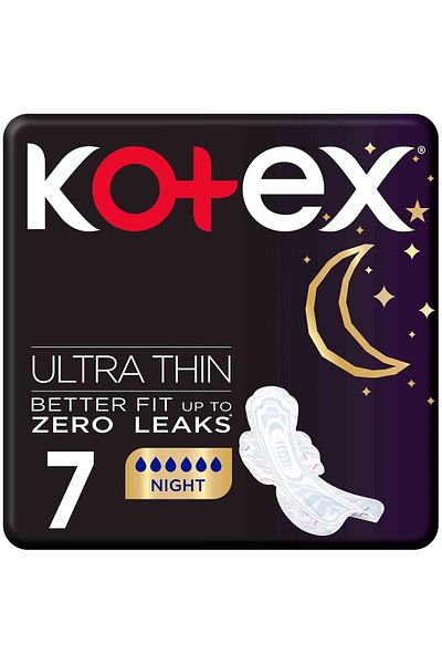 Kotex Ultra Thin Overnight Protection Sanitary Pads with Wings - 7 pcs