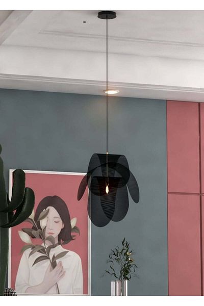 Ucandle Modern chandelier with elegant black iron strips
