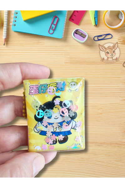 Ceylan Kırtasiye Eggy Party Watery Glittery Fancy 4.5 cm X 5.5 cm Mini Keychain Notebook - Single (1 Piece)