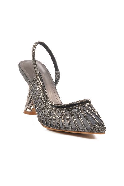 AYK'S Gray Stone Heeled Women's Evening Dress Shoes 25Y125-2 Z