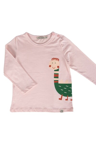 Ozmoz By Mukadder Özden Organic Dino Printed Pink Spring Unisex Baby Set with Booties