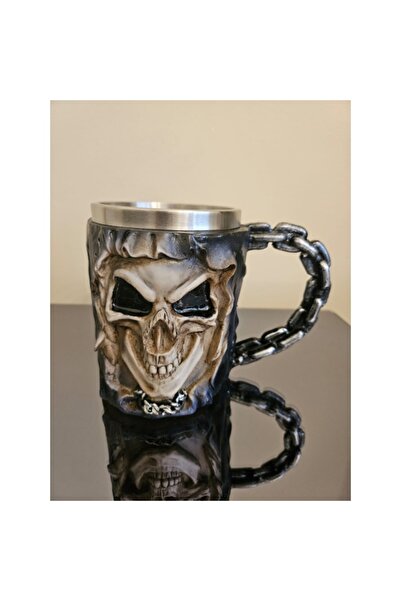 GİTTİGİTTİ Hayalet Sürücü Figürlü Kuru Kafa Çelik Kupa