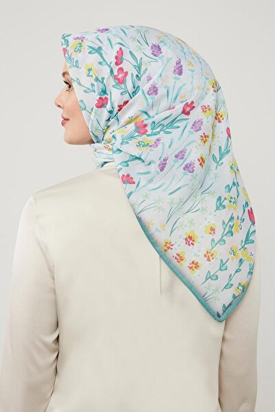 Levidor Πράσινο φλοράλ βαμβακερό κασκόλ