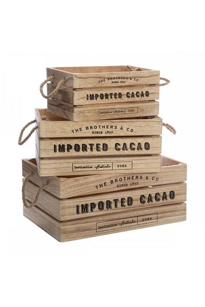 Atmosphera Créateur D'intérieur Set of 3 Denys chests, wood, 23 x 17 x H 11 cm, 29 x 21 x H 13 cm, 35 x 25 x H 15 cm
