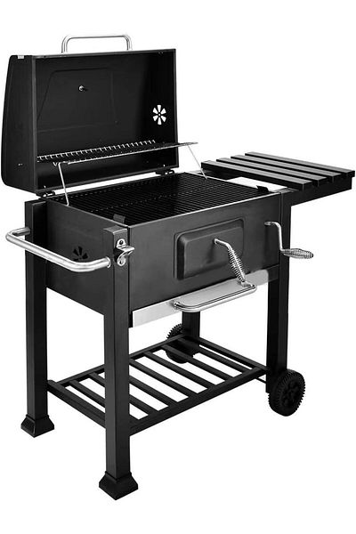 VINNYSEN 24 Inch Charcoal Grill Portable Grill with Handle, Side Tables, Shelf and Wheels Barbecue G