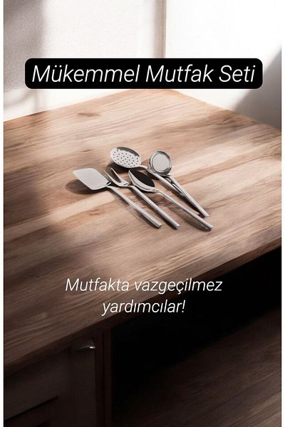 ÖZLİFE Özlife Asian Serving Set Set 5 Pieces Colander Spoon Ladle Set