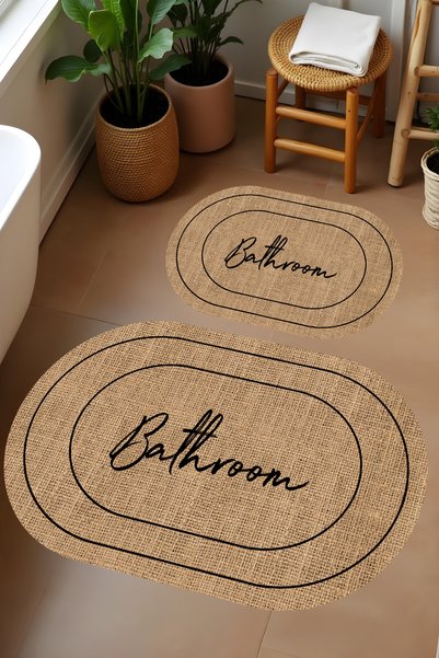 Liriya Digital Printing Straw Pattern Modern Bathroom Carpet Double Bath Mat (40Cmx60Cm) and (60Cmx100Cm)