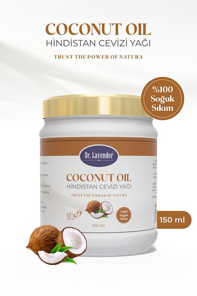 Dr. Lavender 100% Cold Pressed Organic Coconut Oil 150 ml Suitable for Skin, Hair and Food Use