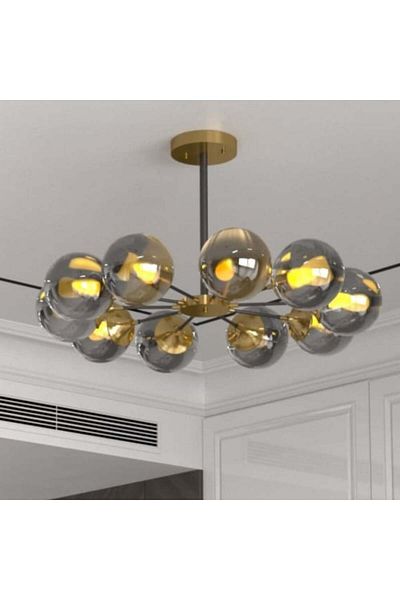 Ucandle Modern chandelier with a golden base and 10 glass balls