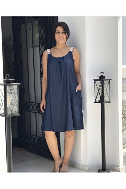 YILDIRIM GÜNGÖR Askı Detaylı Rahat Kesim Kot Elbise