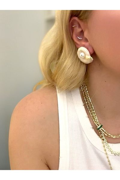 Finery by Nerrs Pearl Detailed Oyster Earrings