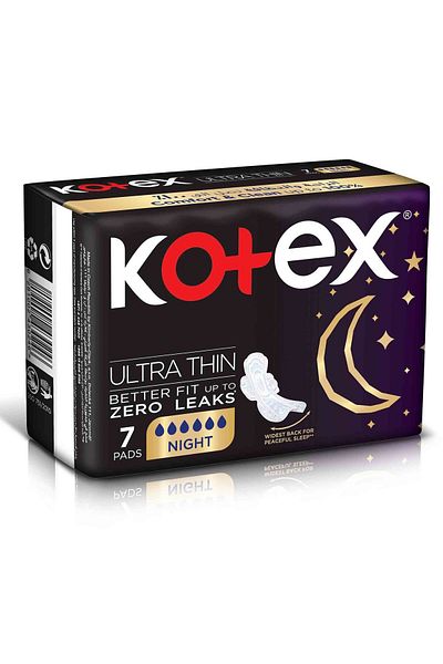 Kotex Ultra Thin Overnight Protection Sanitary Pads with Wings - 7 pcs
