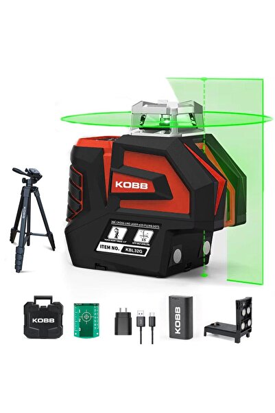 KOBB KBL32GTP Profesyonel Li-ion Yatay 360° ve Dikey Otomatik Hizalamalı Yeşi...
