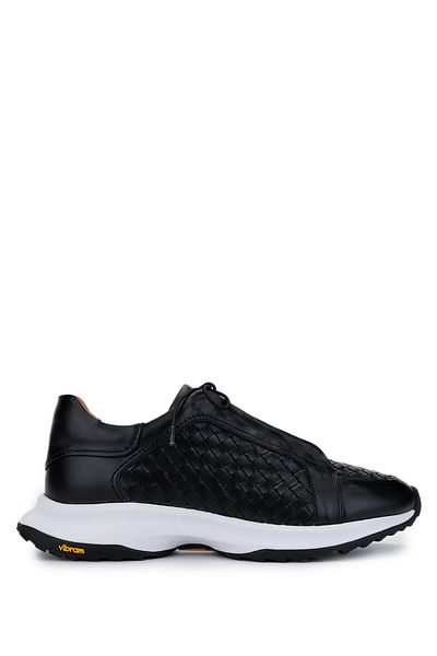 Tamer Tanca Men's Genuine Leather Black Sneakers & Sports Shoes